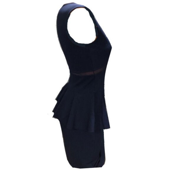 Brand New Victoria’s Secret Moda Intl’ Navy Blue Ponte Knit & Mesh Peplum Dress - Picture 4 of 13